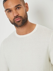Threadbare Cream Crochet Knit Crew Neck Jumper - Image 2 of 4
