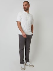 Threadbare Cream Cable Knit Button Through Shirt - Image 3 of 4