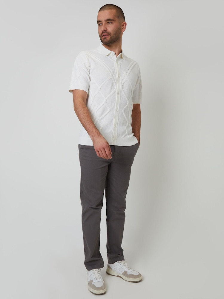 Cream - Threadbare Cable Knit Button Through Shirt - Image 3 of 4