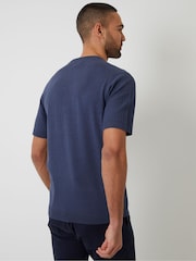 Threadbare 'Denim Blue Textured Front Knitted T-Shirt - Image 2 of 4