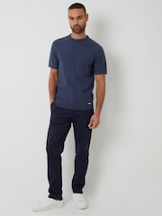 Threadbare 'Denim Blue Textured Front Knitted T-Shirt - Image 3 of 4