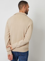 Threadbare Neutral Rib Panel Quarter Zip Jumper - Image 4 of 4