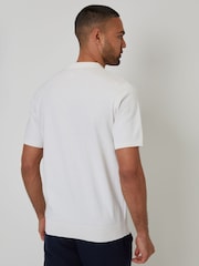 Threadbare Cream Textured Front Quarter Zip Knitted Polo Shirt - Image 2 of 4