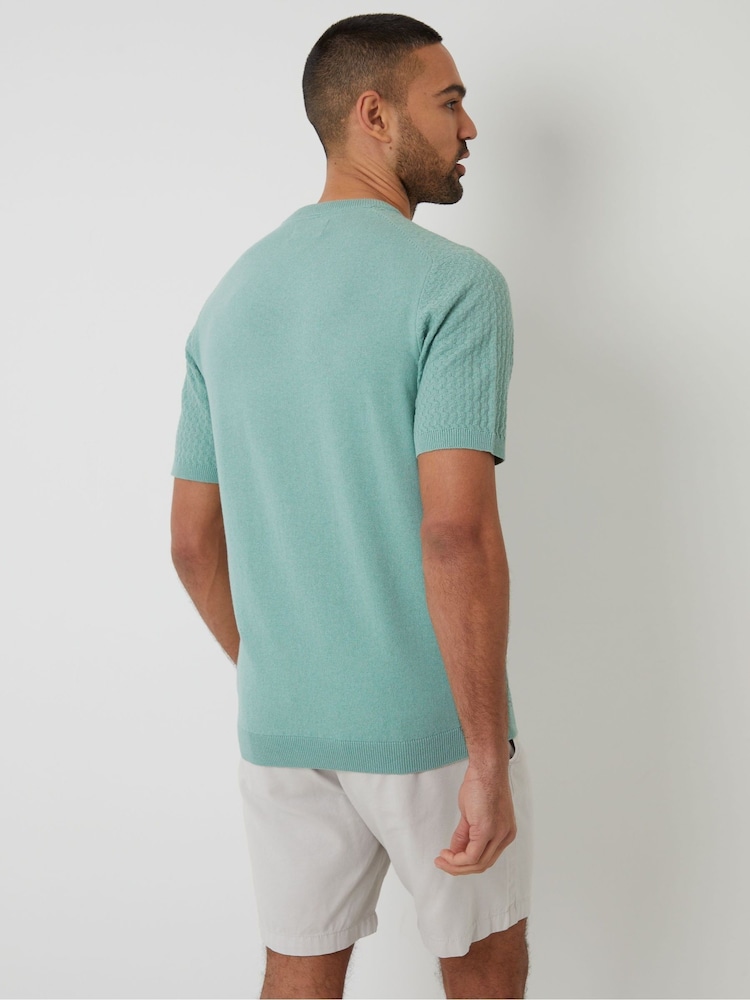 Threadbare Green Textured Front Knitted T-Shirt - Image 2 of 4