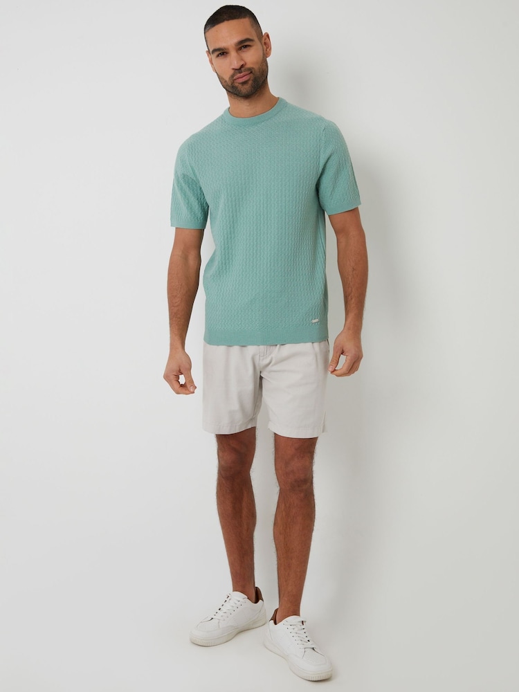 Threadbare Green Textured Front Knitted T-Shirt - Image 3 of 4