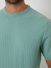 Threadbare Green Textured Front Knitted T-Shirt - Image 4 of 4