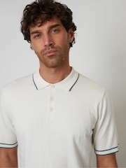 كريم - Threadbare Knitted Short Sleeve Polo Shirt - صورة 4 من 4