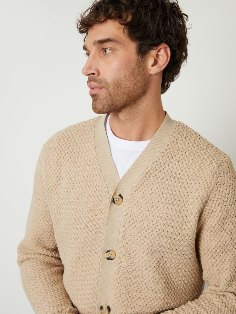 Threadbare Brown Basket Stitch Cardigan - Image 5 of 5