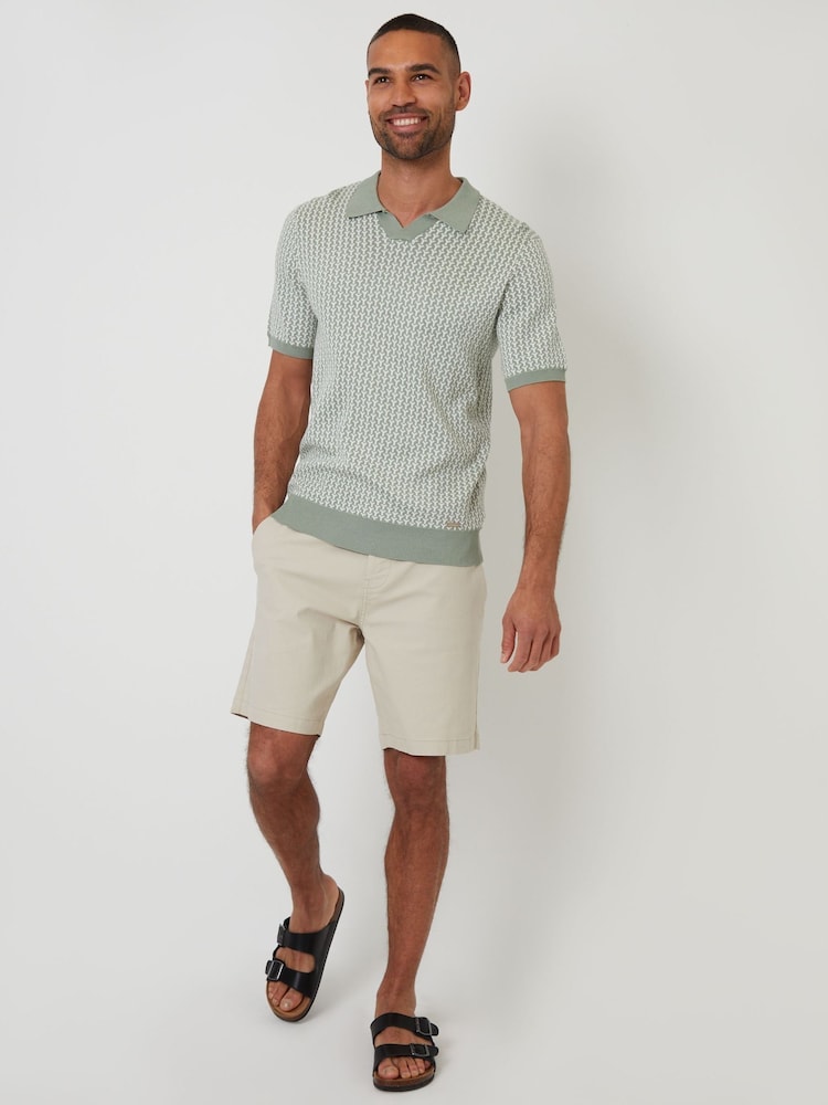 Threadbare Jacquard Geo Trophy Neck Knitted Polo Shirt - Image 3 of 4
