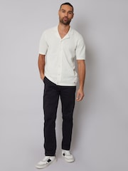 Threadbare Cream Textured Revere Collar Knitted Shirt - Image 4 of 5