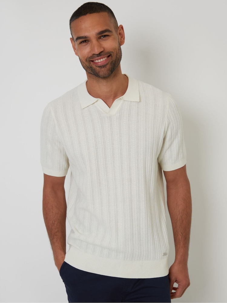 Threadbare Textured Knitted Trophy Neck Polo Shirt - Image 1 of 4