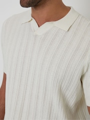 Threadbare Textured Knitted Trophy Neck Polo Shirt - Image 4 of 4