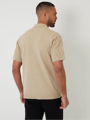 Threadbare Brown Cable Knit Button Through Shirt - Image 2 of 4