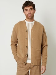 Threadbare Brown Knitted V-Neck Cardigan - Image 1 of 5