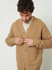 Threadbare Brown Knitted V-Neck Cardigan - Image 4 of 5
