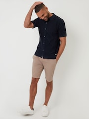 Threadbare Blue Cable Knit Button Through Shirt - Image 3 of 5