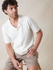 Threadbare Cream Textured Revere Collar Knitted Shirt - Image 2 of 6