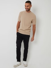 Threadbare Brown Moss Stitch Knitted T-Shirt - Image 3 of 4