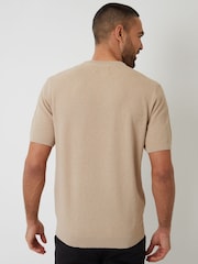 Threadbare Brown Moss Stitch Knitted T-Shirt - Image 4 of 4