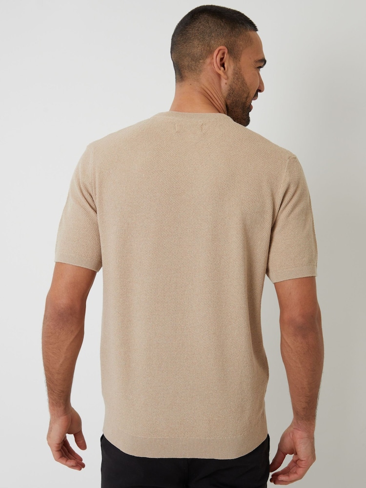 Threadbare Brown Moss Stitch Knitted T-Shirt - Image 4 of 4