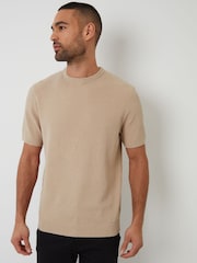 Threadbare Brown Moss Stitch Knitted T-Shirt - Image 4 of 4