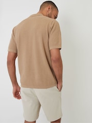 Threadbare Brown Textured Revere Collar Knitted Shirt - Image 3 of 5