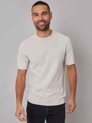 Threadbare Natural Textured Front Knitted T-Shirt - Image 1 of 4
