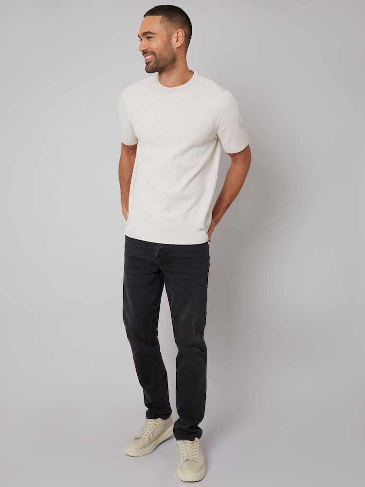 Threadbare Natural Textured Front Knitted T-Shirt - Image 3 of 4