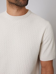 Threadbare Natural Textured Front Knitted T-Shirt - Image 4 of 4