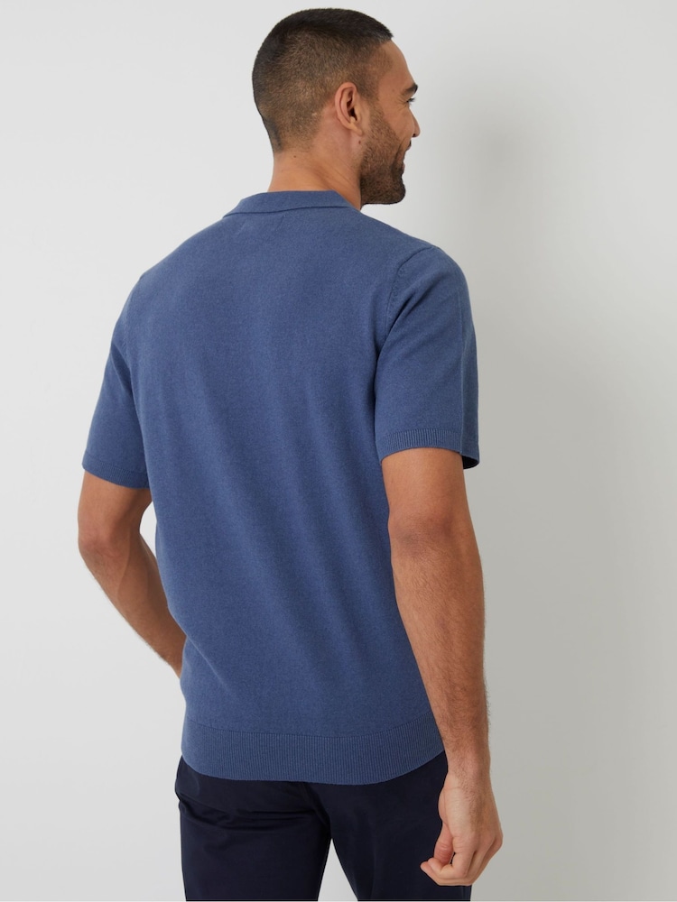 Denim modra - Threadbare teksturirane polo majice s četrtinsko zadrgo - Slika 2 iz 4 Denim modra - Threadbare teksturirane polo majice s četrtinsko zadrgo - Slika 2 iz 4