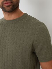 Threadbare Green Light Textured Knitted T-Shirt - Image 1 of 4