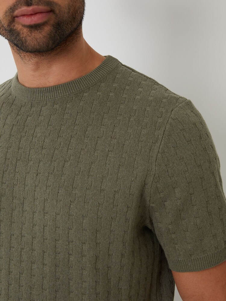 Threadbare Green Light Textured Knitted T-Shirt - Image 1 of 4 Threadbare Green Light Textured Knitted T-Shirt - Image 1 of 4