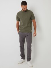 Threadbare Green Light Textured Knitted T-Shirt - Image 2 of 4