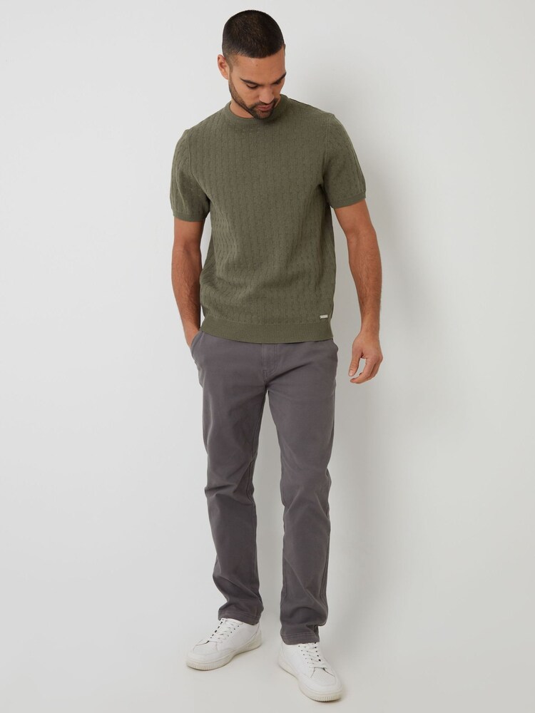 Threadbare Green Light Textured Knitted T-Shirt - Image 2 of 4
