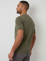Threadbare Green Light Textured Knitted T-Shirt - Image 3 of 4