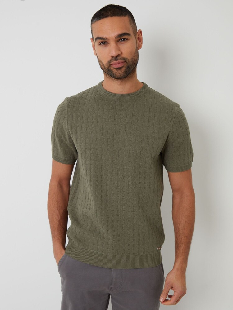 Threadbare Green Light Textured Knitted T-Shirt - Image 4 of 4