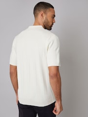 Threadbare Cream Mini Cable Knit Polo Shirt - Image 2 of 4