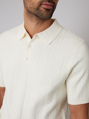 Threadbare Cream Mini Cable Knit Polo Shirt - Image 4 of 4