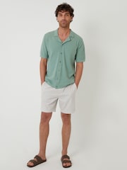 Threadbare Green Textured Revere Collar Knitted Shirt - Image 3 of 4