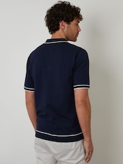 أزرق - Threadbare Knitted Short Sleeve Polo Shirt - صورة 2 من 4