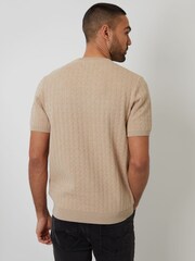 Threadbare Brown Textured Knitted T-Shirt - Image 3 of 4