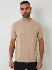 Threadbare Brown Textured Knitted T-Shirt - Image 4 of 4