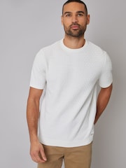 Threadbare Cream Mini Cable Knit T-Shirt - Image 1 of 4