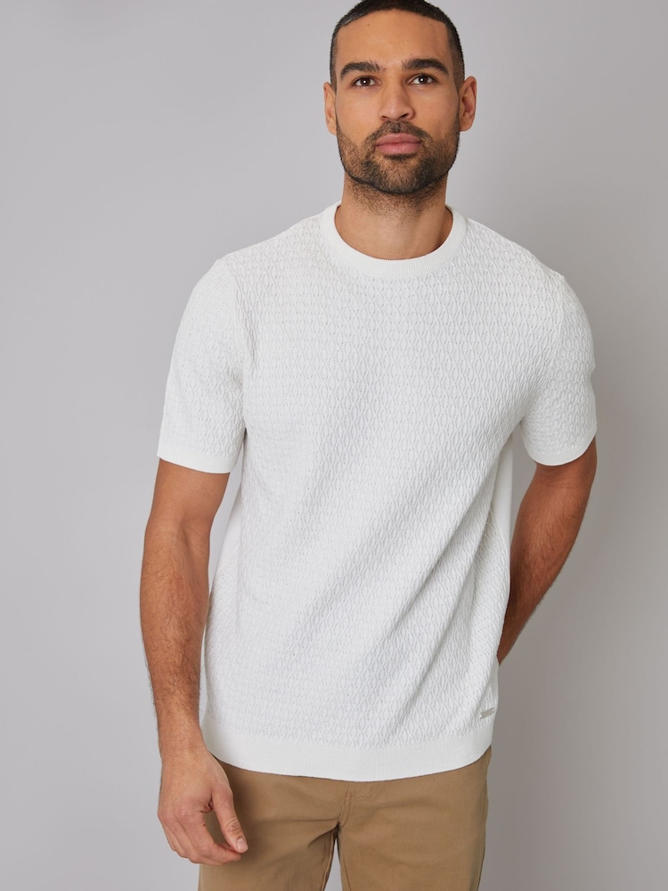 Threadbare Cream Mini Cable Knit T-Shirt - Image 1 of 4