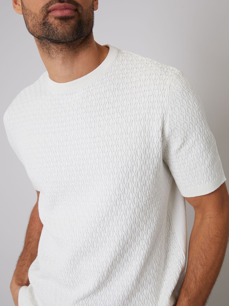 Threadbare Cream Mini Cable Knit T-Shirt - Image 2 of 4