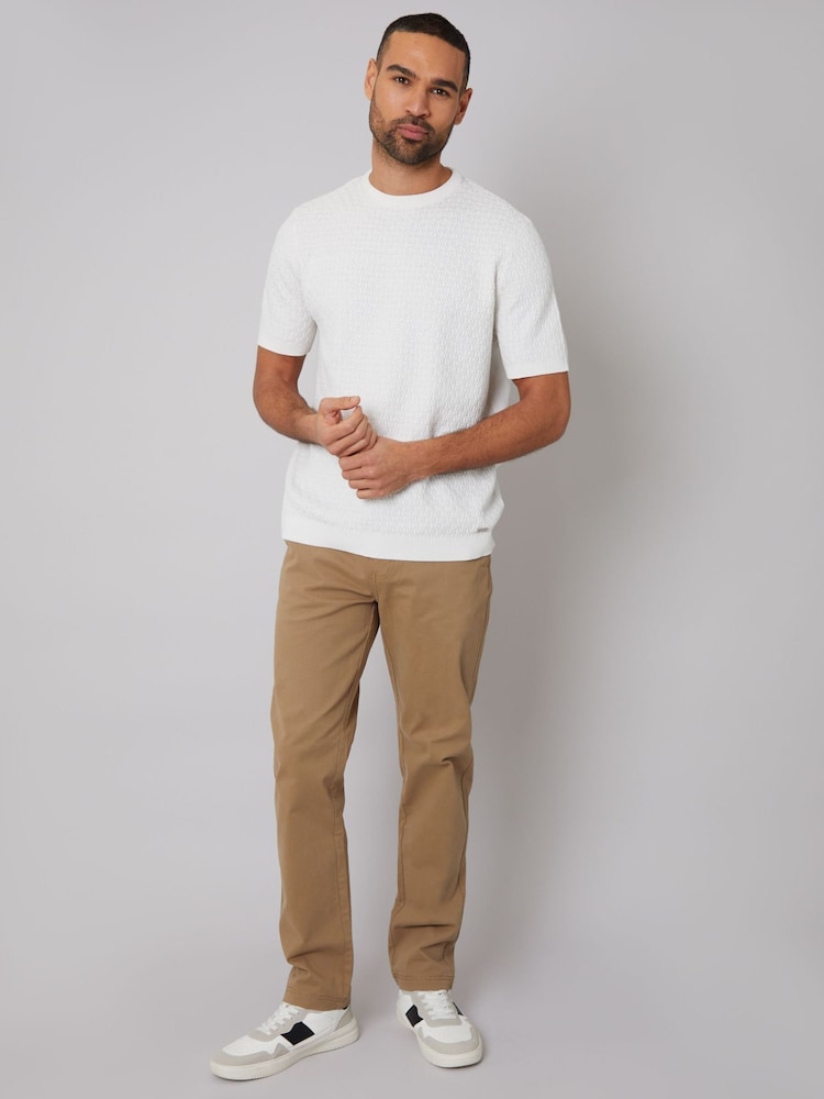 Threadbare Cream Mini Cable Knit T-Shirt - Image 4 of 4
