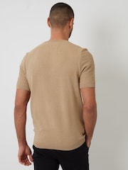 Threadbare Brown Textured Knitted T-Shirt - Image 2 of 4