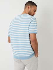 Threadbare Blue Striped Textured Knitted T-Shirt - Image 2 of 4