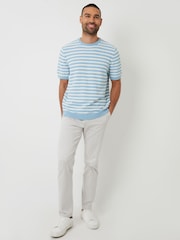 Threadbare Blue Striped Textured Knitted T-Shirt - Image 3 of 4