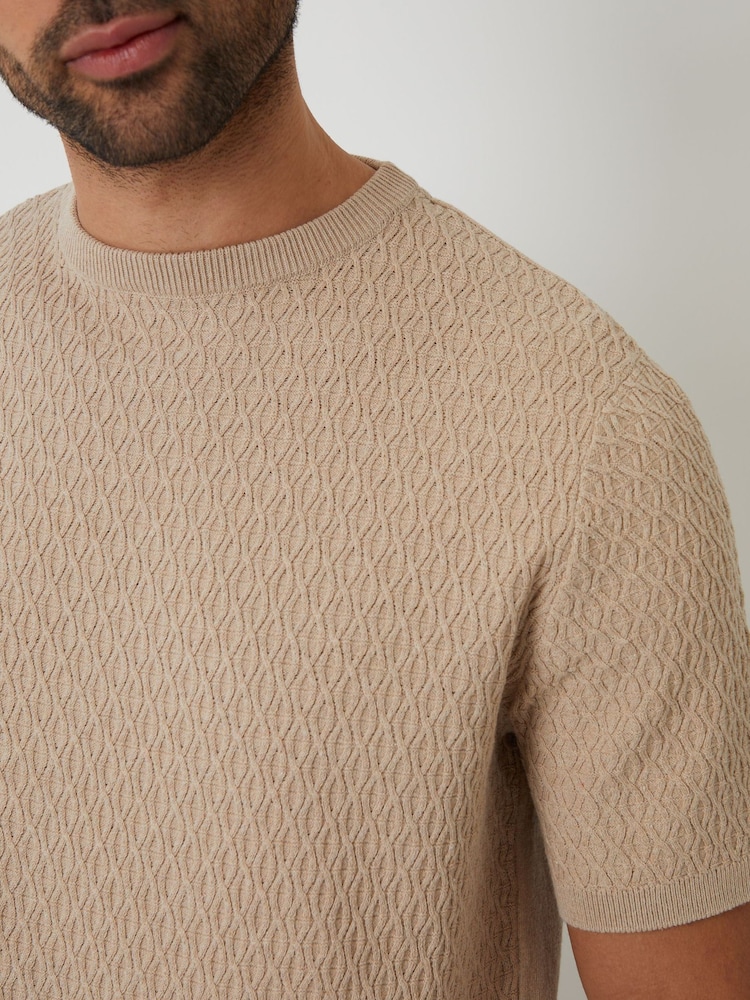 Threadbare Brown Mini Cable Knit T-Shirt - Image 2 of 4